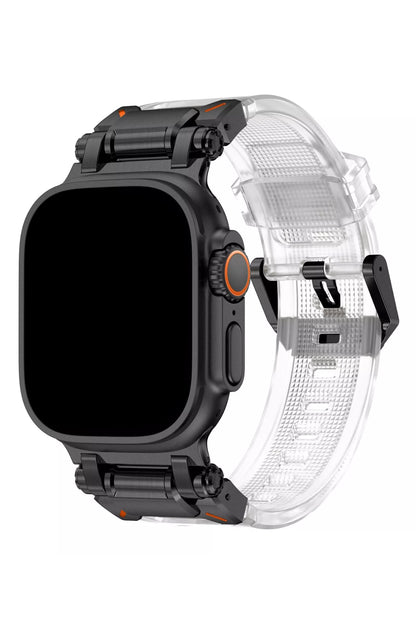 Apple Watch Uyumlu Defense Loop Silikon Kordon Black Clear  bikordon