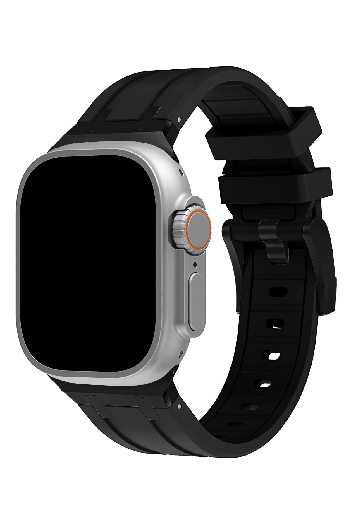 Apple Watch Ultra Uyumlu Royal Loop Rubber Kordon Black Coal  bikordon