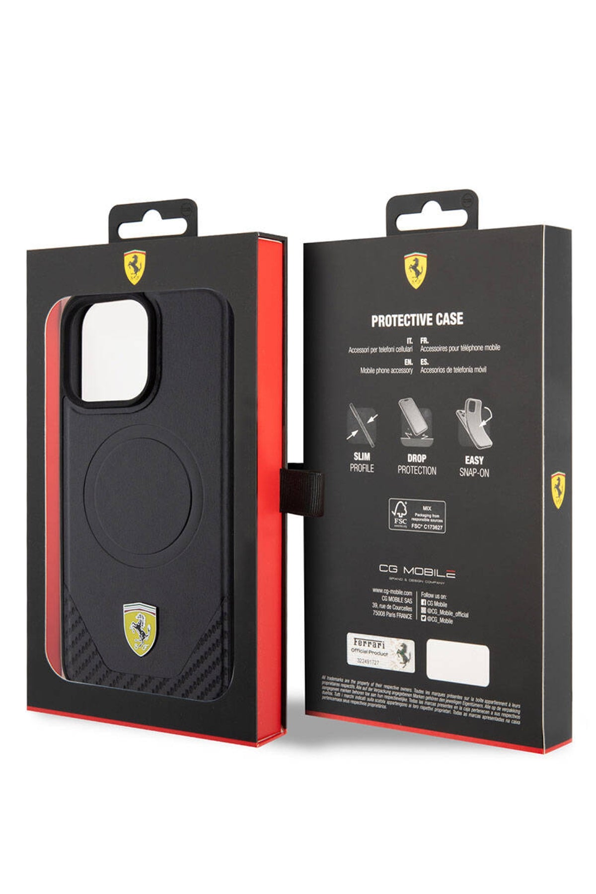 Ferrari iPhone 15 Pro Magsafe Uyumlu Pu Karbon Kılıf Siyah  Ferrari