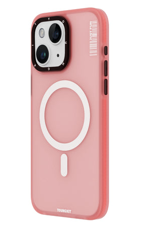 Youngkit Colored Sand iPhone 15 uyumlu Magsafe Buzlu Pembe Kılıf  Youngkit