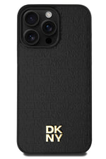 DKNY 3D Texture Pattern iPhone 15 Pro Magsafe Uyumlu Kılıf Siyah  DKNY