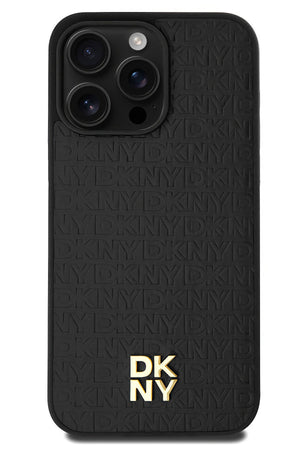 DKNY 3D Texture Pattern iPhone 15 Pro Magsafe Uyumlu Kılıf Siyah  DKNY