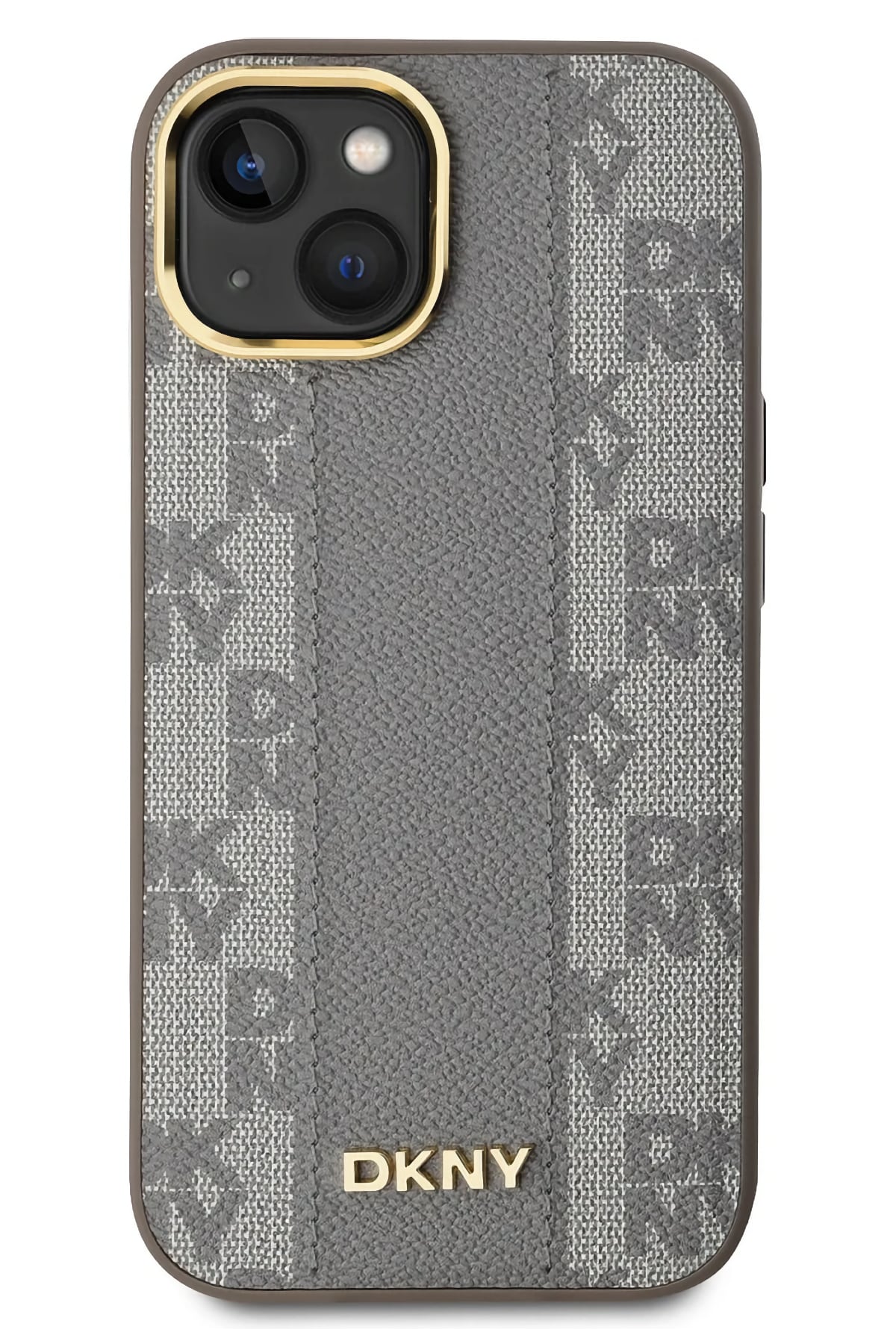 DKNY Checkered Texture Pattern iPhone 15 Magsafe Uyumlu Kılıf Krem  DKNY