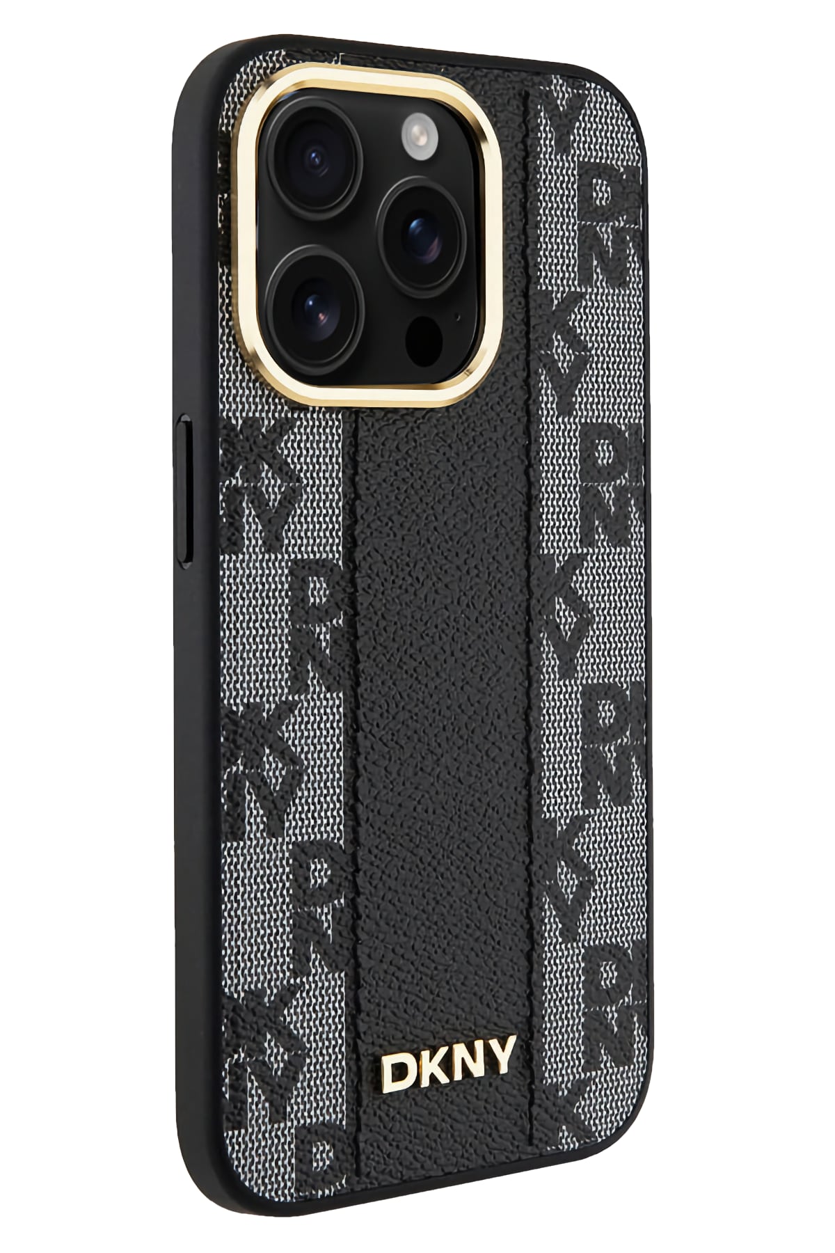 DKNY Checkered Texture Pattern iPhone 15 Pro Magsafe Uyumlu Kılıf Siyah  DKNY