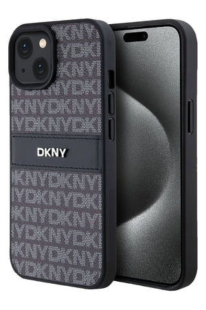 DKNY Texture Pattern iPhone 15 Kılıf Siyah  DKNY