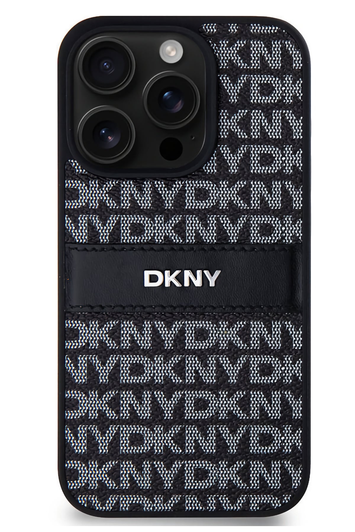 DKNY Texture Pattern iPhone 15 Pro Kılıf Siyah  DKNY