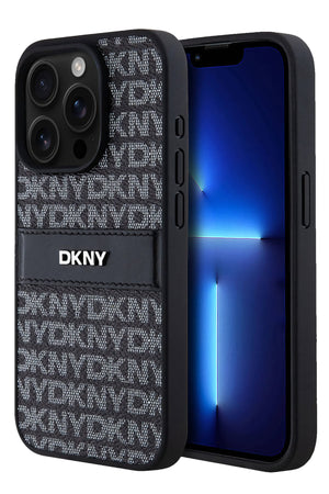 DKNY Texture Pattern iPhone 15 Pro Kılıf Siyah  DKNY