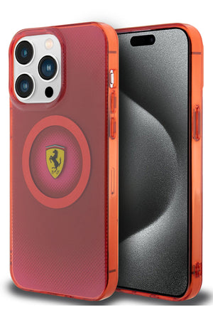 Ferrari iPhone 15 Pro Max Magsafe Uyumlu Dots Silikon Kılıf Kırmızı  Ferrari