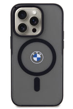 Apple iPhone 15 Pro Max Magsafe uyumlu BMW Lisanslı Frosted Kılıf Siyah  BMW