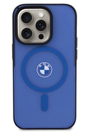 Apple iPhone 15 Pro Max Magsafe uyumlu BMW Lisanslı Frosted Kılıf Mavi  BMW