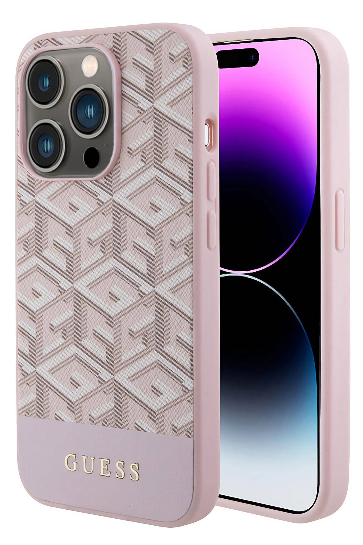 Guess iPhone 15 Pro Max Uyumlu Gcube Silikon Kılıf Pembe  Guess