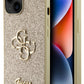 Guess iPhone 15 Uyumlu Glitter 4G Logolu Kılıf Gold  Guess