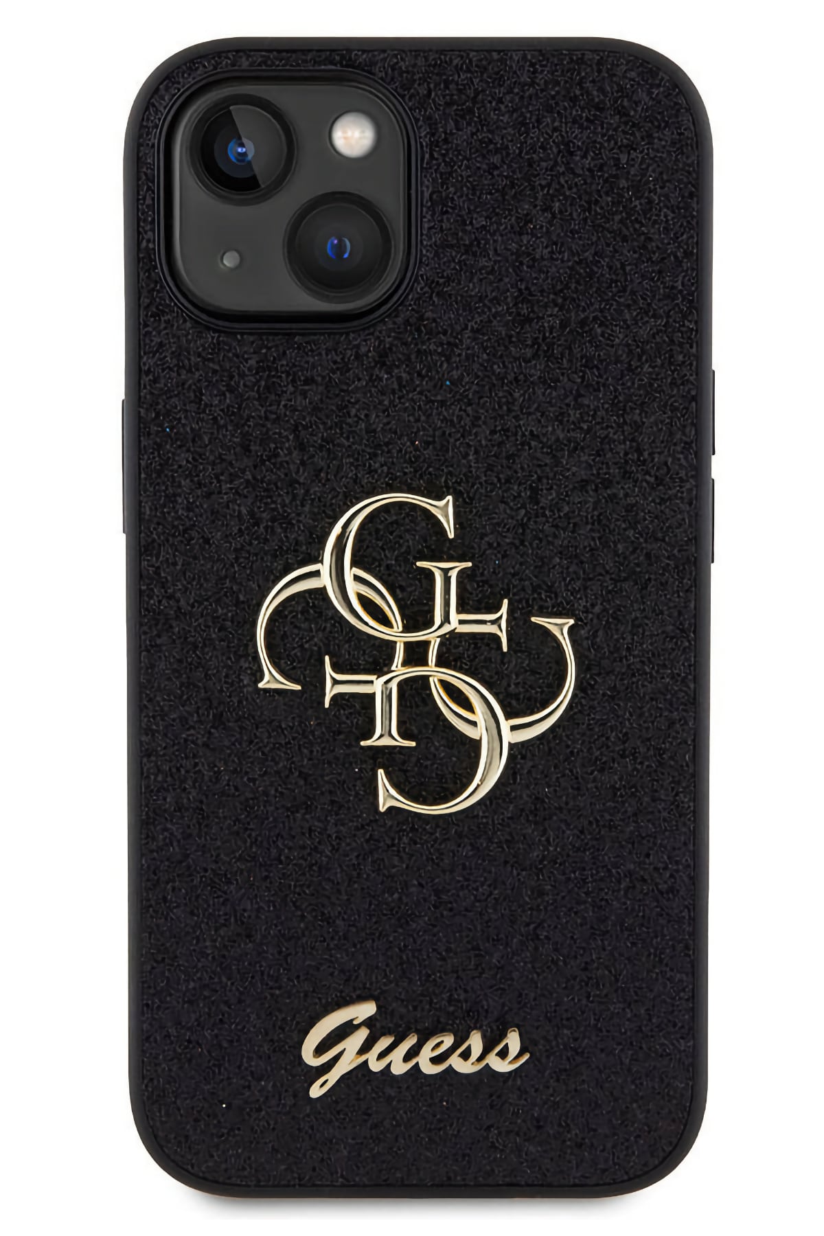 Guess iPhone 15 Plus Uyumlu Glitter 4G Logolu Kılıf Siyah  Guess