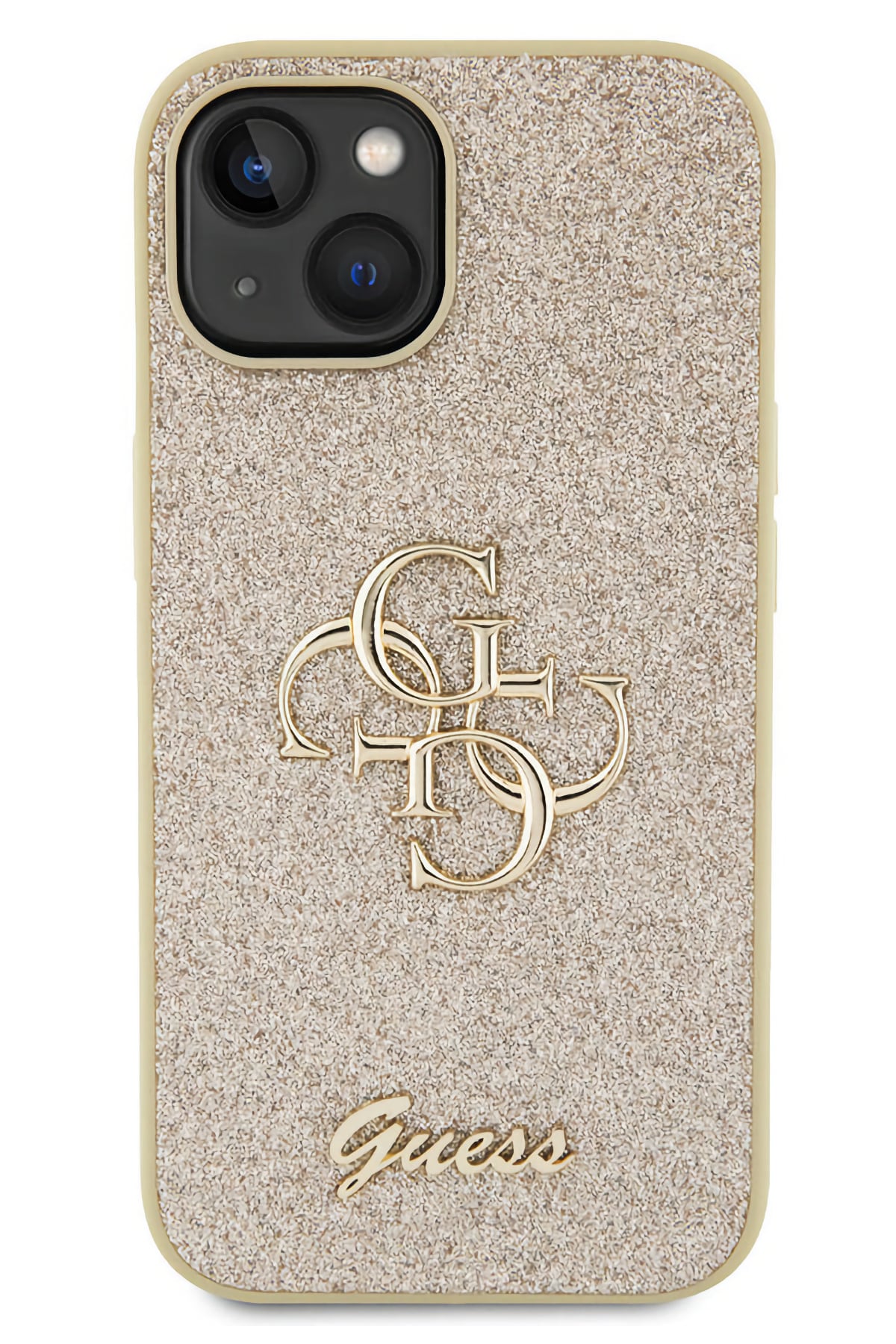 Guess iPhone 15 Plus Uyumlu Glitter 4G Logolu Kılıf Gold  Guess