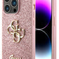 Guess iPhone 15 Pro Max Uyumlu Glitter 4G Logolu Kılıf Pembe  Guess