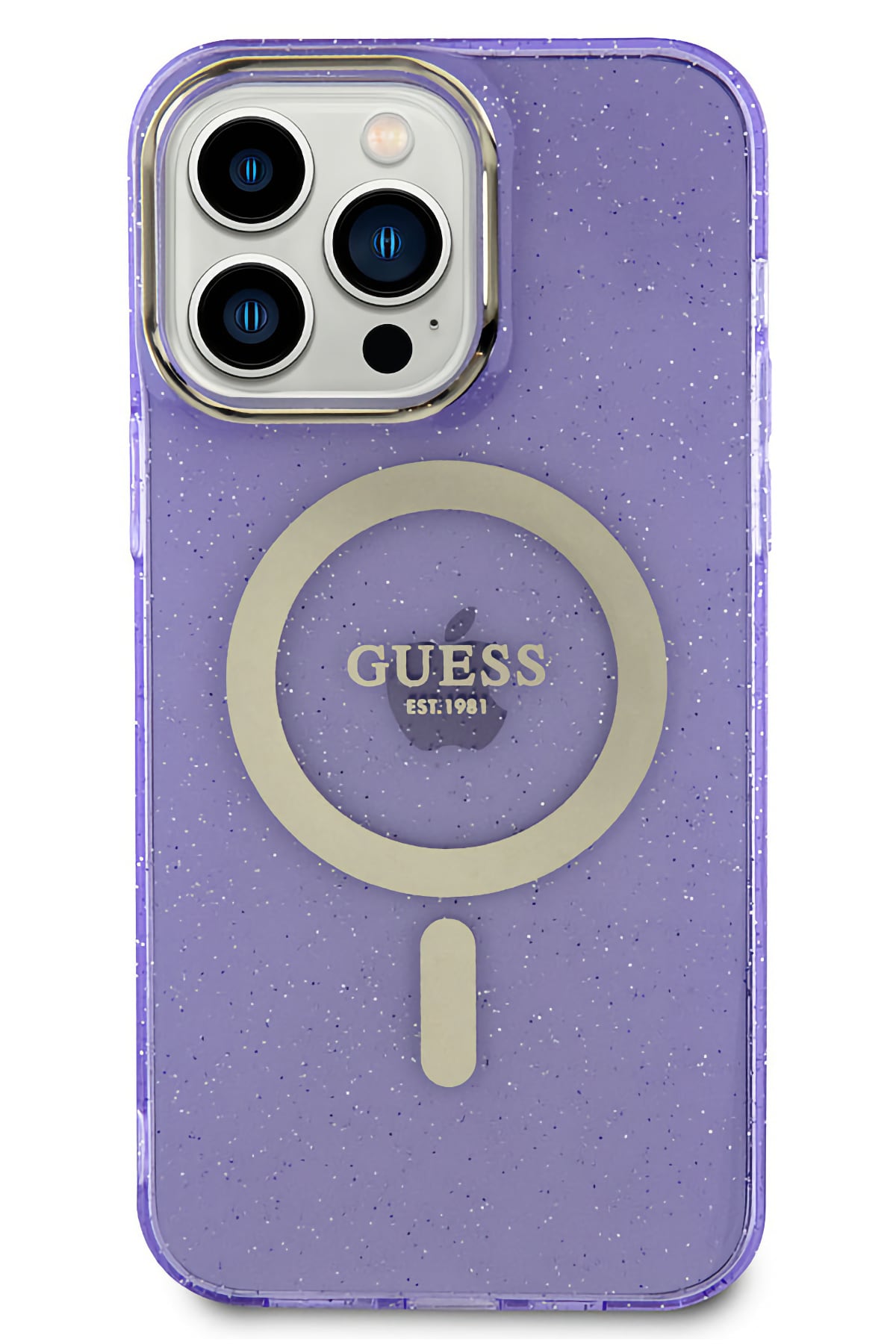 Guess iPhone 13 Pro Magsafe Uyumlu Glitter Silikon Kılıf Mor  Guess