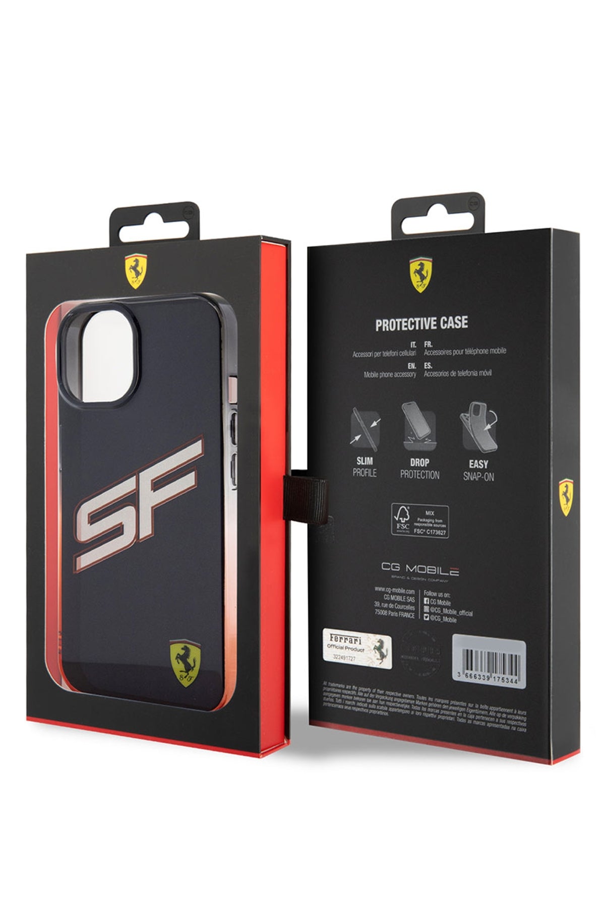 Ferrari iPhone 15 Uyumlu Gradient SF Silikon Kılıf Siyah  Ferrari