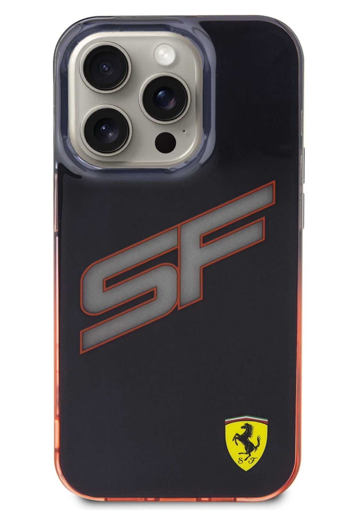 Ferrari iPhone 15 Pro Uyumlu Gradient SF Silikon Kılıf Siyah  Ferrari