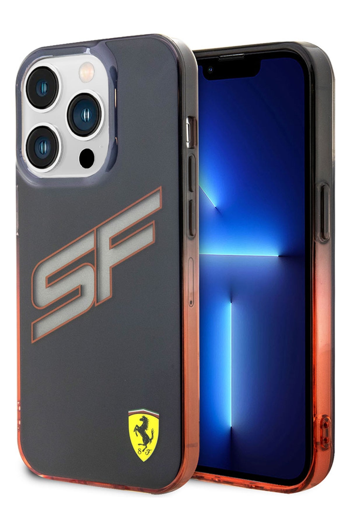 Ferrari iPhone 15 Pro Uyumlu Gradient SF Silikon Kılıf Siyah  Ferrari