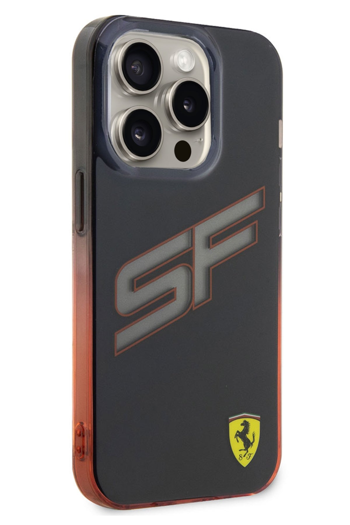 Ferrari iPhone 15 Pro Uyumlu Gradient SF Silikon Kılıf Siyah  Ferrari