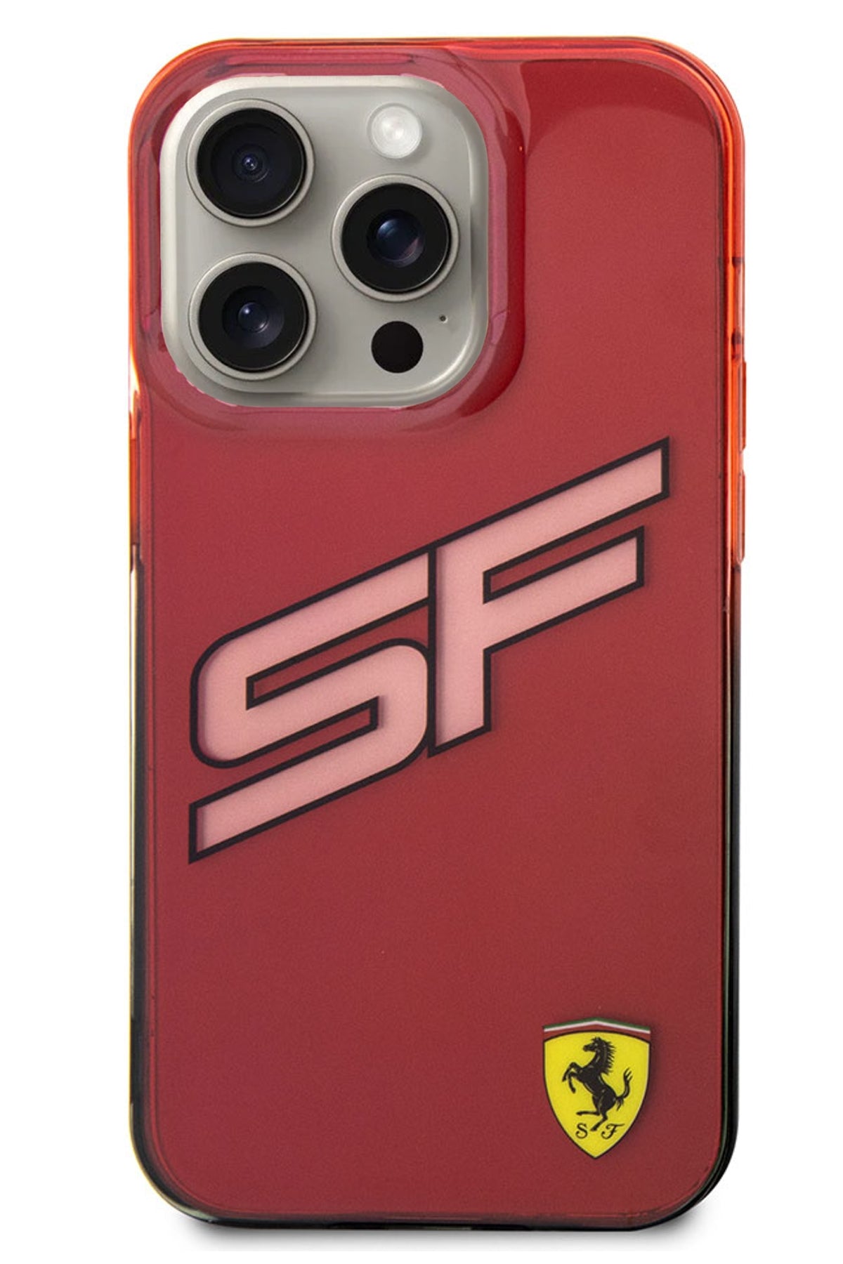 Ferrari iPhone 15 Pro Max Uyumlu Gradient SF Silikon Kılıf Kırmızı  Ferrari