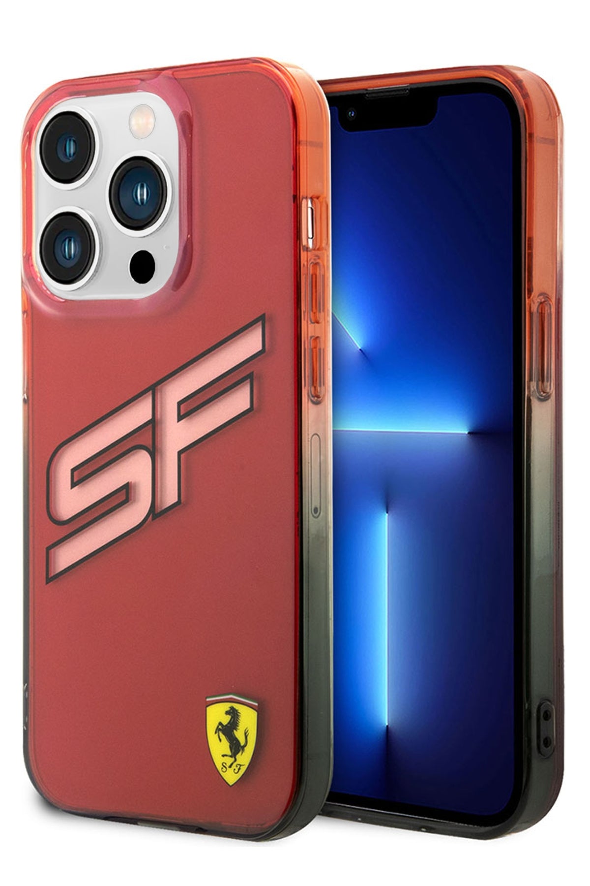 Ferrari iPhone 15 Pro Max Uyumlu Gradient SF Silikon Kılıf Kırmızı  Ferrari
