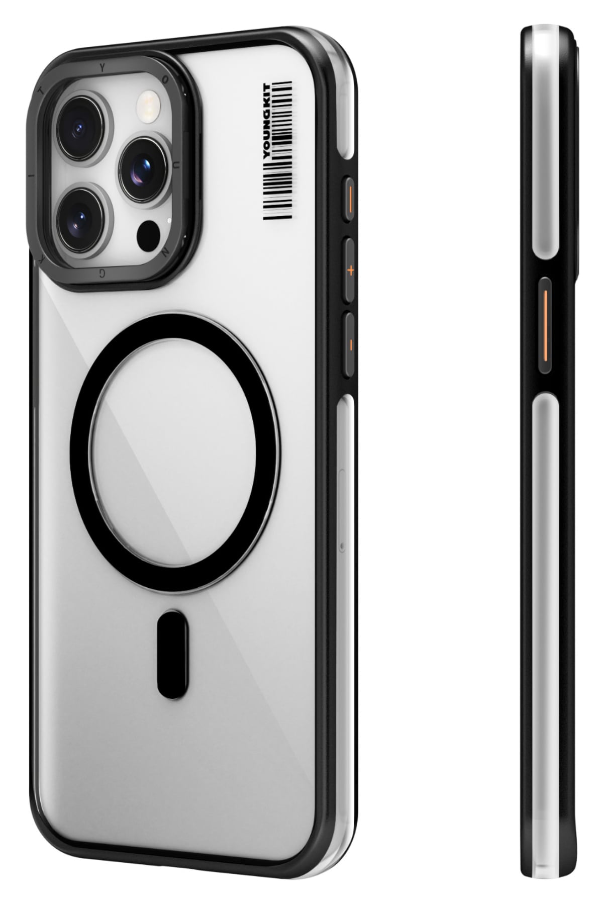 Youngkit Crystal Grid iPhone 14 Pro Magsafe Uyumlu Kılıf Siyah  Youngkit