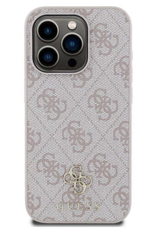 Guess Classic 4G Logolu iPhone 14 Pro Magsafe Uyumlu Kılıf Pembe Guess