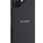 Guess Grained Yazı Logolu iPhone 16 Magsafe Uyumlu Kılıf Siyah  Guess