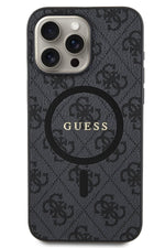 Guess iPhone 15 Pro Magsafe Uyumlu 4G Desenli Kılıf Siyah  Guess