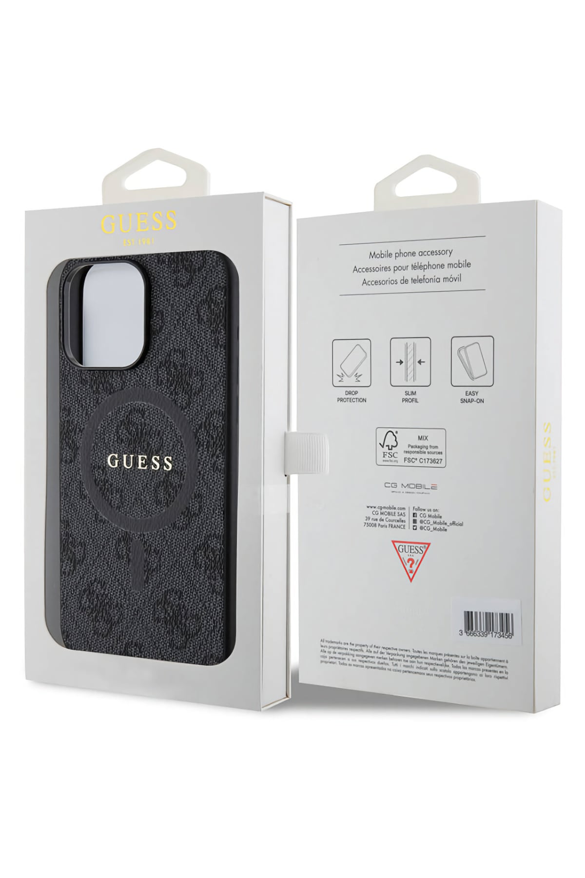 Guess iPhone 15 Pro Magsafe Uyumlu 4G Desenli Kılıf Siyah  Guess