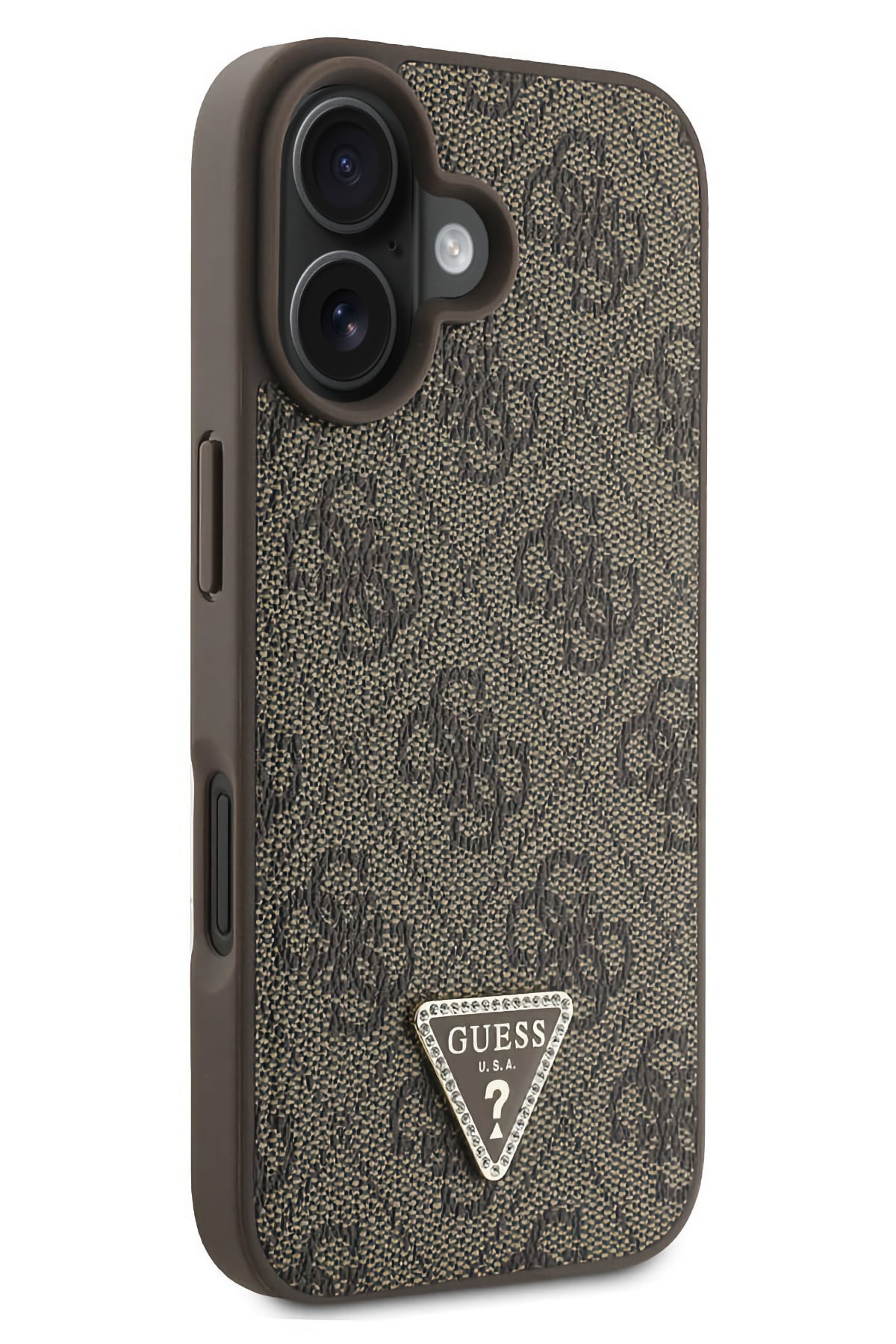 Guess iPhone 16 Plus Uyumlu 4G Desenli Strass Kılıf Kahverengi  Guess