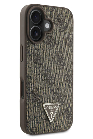 Guess iPhone 16 Plus Uyumlu 4G Desenli Strass Kılıf Kahverengi  Guess