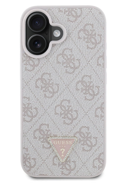 Guess iPhone 16 Plus Uyumlu 4G Desenli Strass Kılıf Pembe  Guess