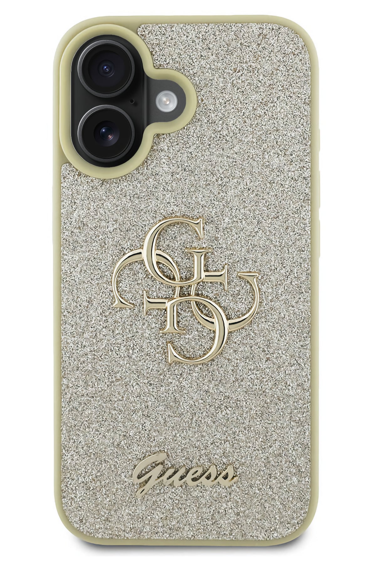 Guess iPhone 16 Plus Uyumlu Glitter 4G Logolu Kılıf Gold  Guess