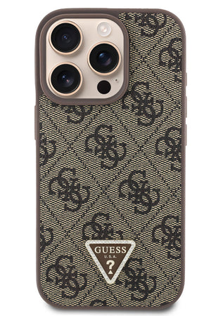 Guess iPhone 16 Pro Max Uyumlu 4G Desenli Strass Kılıf Kahverengi  Guess