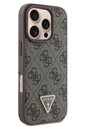 Guess iPhone 16 Pro Max Uyumlu 4G Desenli Strass Kılıf Kahverengi  Guess