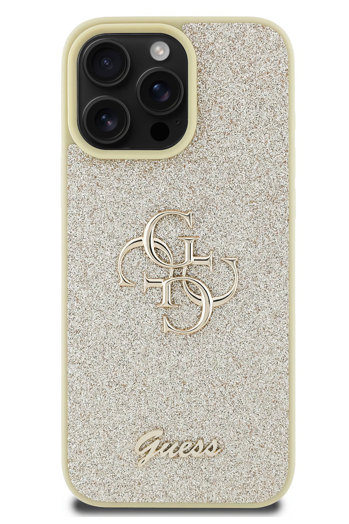 Guess iPhone 16 Pro Max Uyumlu Glitter 4G Logolu Kılıf Gold  Guess