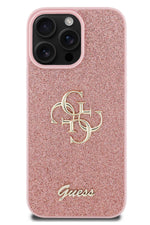 Guess iPhone 16 Pro Max Uyumlu Glitter 4G Logolu Kılıf Pembe  Guess