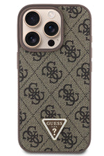 Guess iPhone 16 Pro Uyumlu 4G Desenli Strass Kılıf Kahverengi  Guess