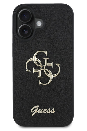 Guess iPhone 16 Uyumlu Glitter 4G Logolu Kılıf Siyah  Guess