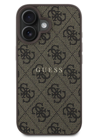 Guess Logolu iPhone 16 Magsafe Uyumlu Kılıf Kahverengi  Guess