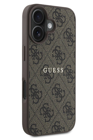 Guess Logolu iPhone 16 Magsafe Uyumlu Kılıf Kahverengi  Guess