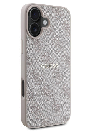 Guess Logolu iPhone 16 Magsafe Uyumlu Kılıf Pembe  Guess