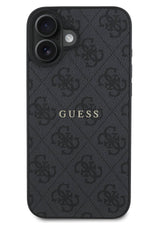 Guess Logolu iPhone 16 Magsafe Uyumlu Kılıf Siyah  Guess