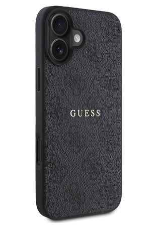 Guess Logolu iPhone 16 Magsafe Uyumlu Kılıf Siyah  Guess