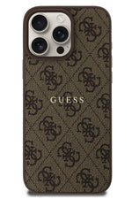 Guess Logolu iPhone 16 Pro Magsafe Uyumlu Kılıf Kahverengi  Guess