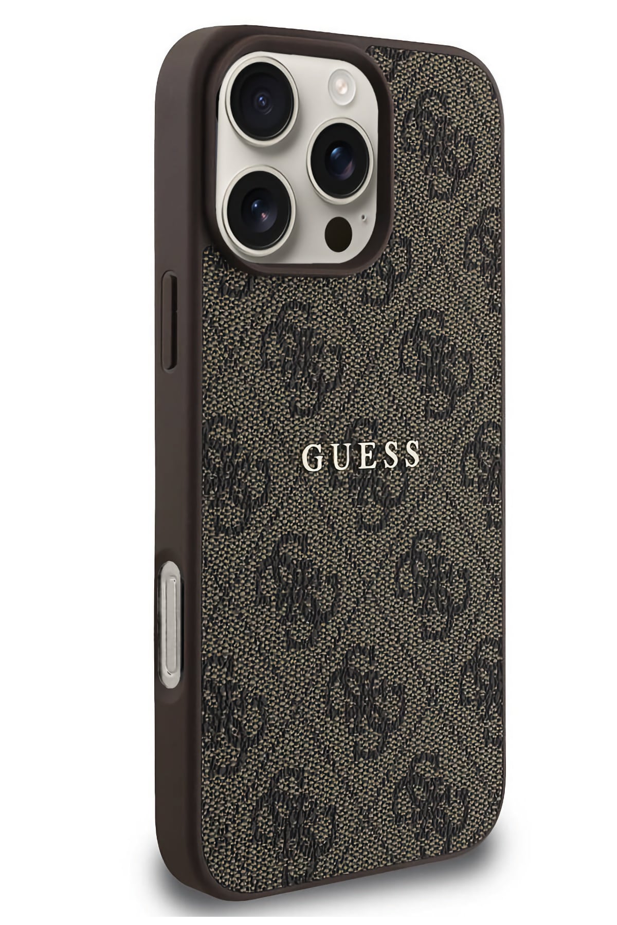 Guess Logolu iPhone 16 Pro Magsafe Uyumlu Kılıf Kahverengi  Guess