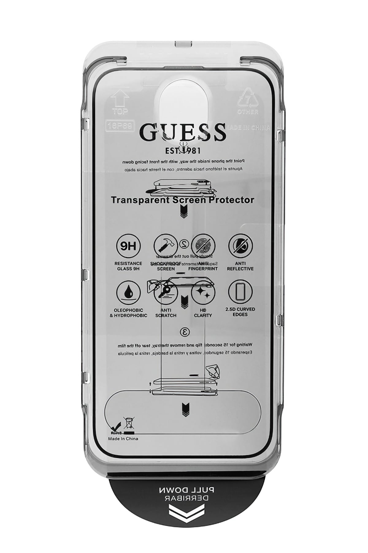 Guess Outline iPhone 16 Serisi Ekran Koruyucu Temperli Cam Guess