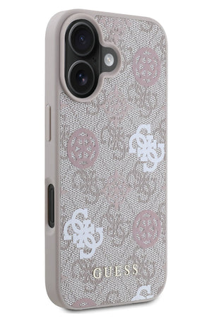 Guess Peony 4G Logolu iPhone 16 Magsafe Uyumlu Kılıf Pembe  Guess